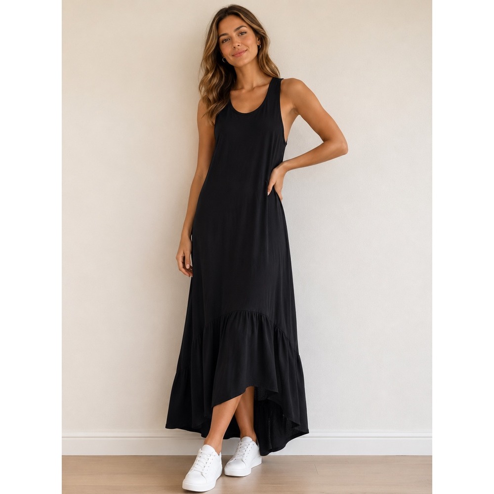 Sweaty Betty Black Perforated High-Low Racerback Maxi Dress Womens Medium SB5478